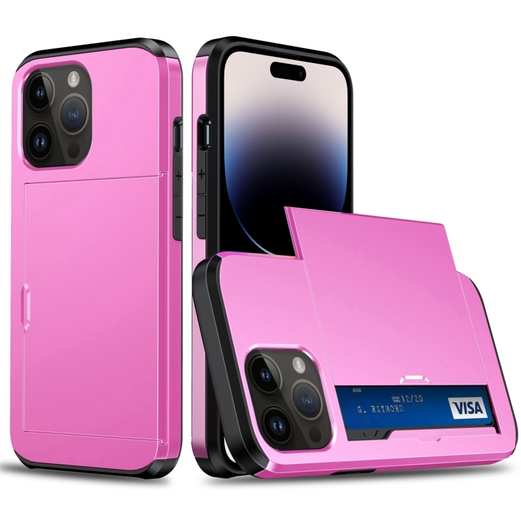  iPhone 15 Pro Skal Med Kortfack Rosa