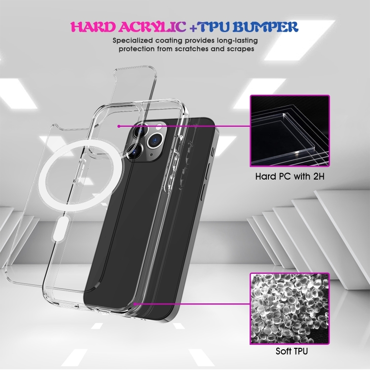  iPhone 15 Pro Skal MagSafe Akryl/TPU Transparent
