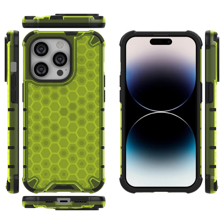  iPhone 15 Pro Skal Honeycomb Shockproof Grön