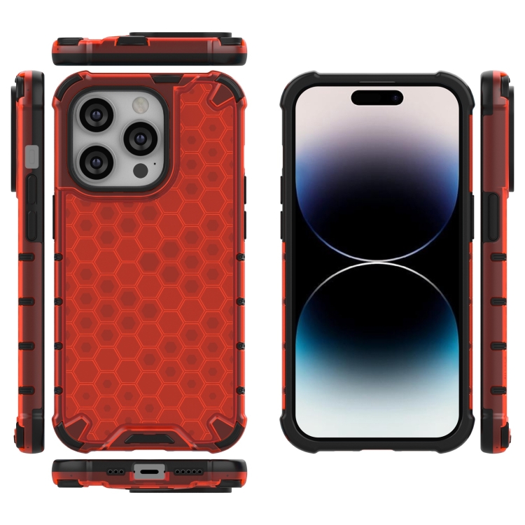  iPhone 15 Pro Skal Honeycomb Shockproof Röd