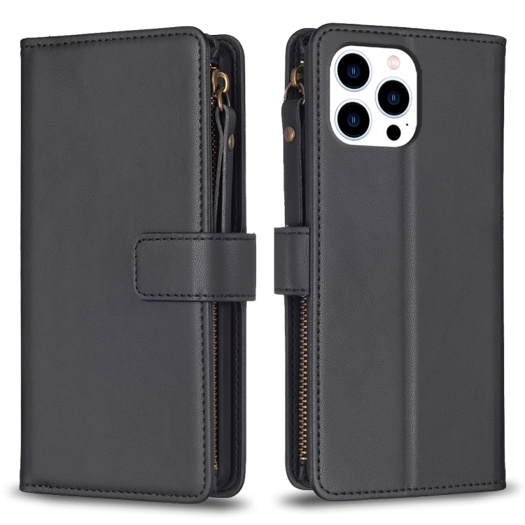  iPhone 15 Pro Fodral 9-Kort Multifunktionell Svart