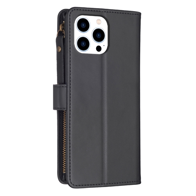  iPhone 15 Pro Fodral 9-Kort Multifunktionell Svart