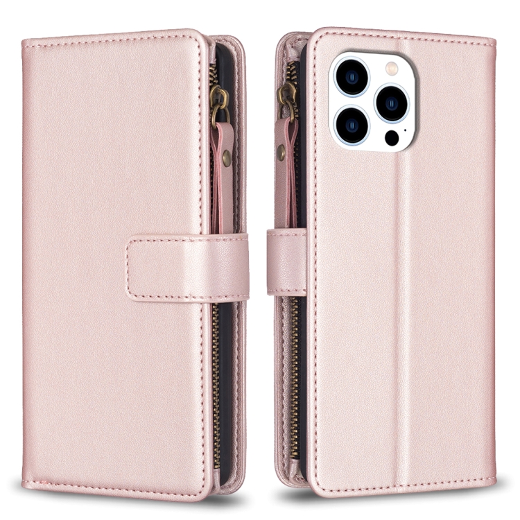  iPhone 15 Pro Fodral 9-Kort Multifunktionell Roséguld