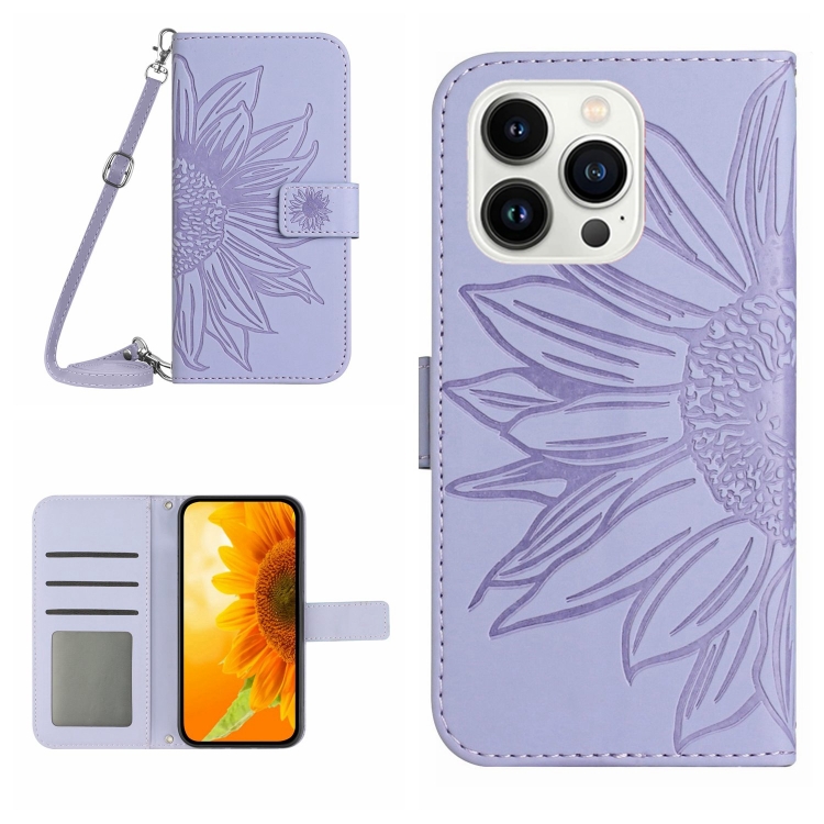  iPhone 15 Pro Fodral Solros Tryck Lila