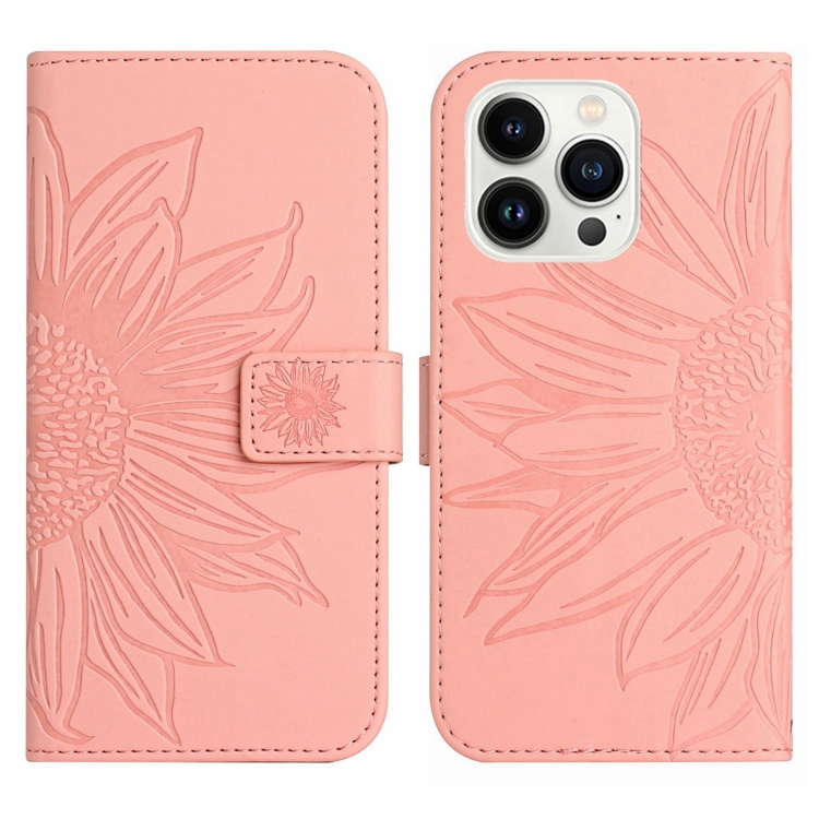  iPhone 15 Pro Fodral Solros Tryck Rosa