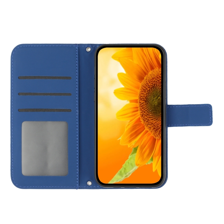  iPhone 15 Pro Fodral Solros Tryck Mörk Blå