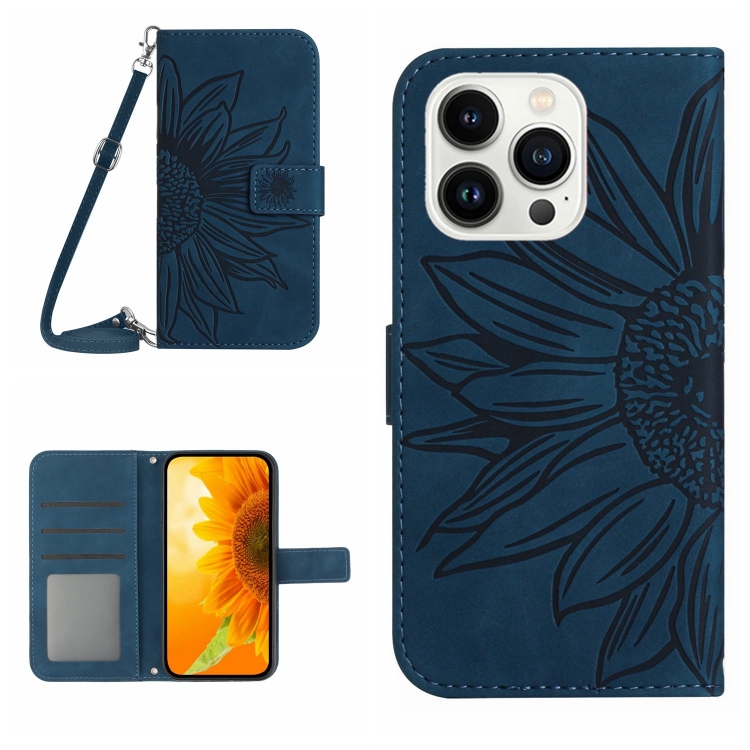  iPhone 15 Pro Fodral Solros Tryck Blå