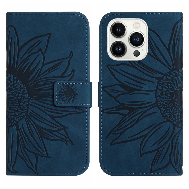  iPhone 15 Pro Fodral Solros Tryck Blå