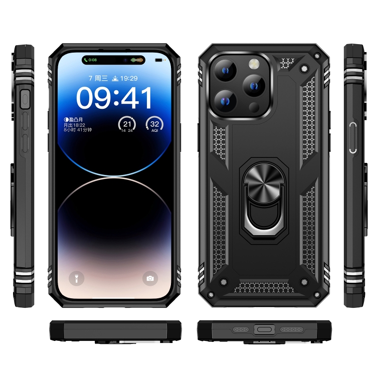  iPhone 15 Pro Skal Hybrid Armor Ring Svart