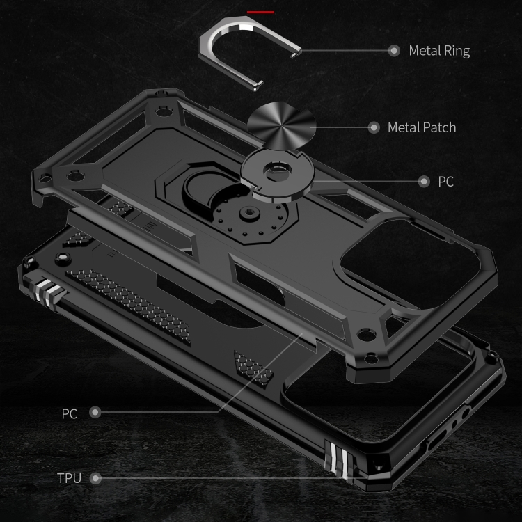  iPhone 15 Pro Skal Hybrid Armor Ring Svart