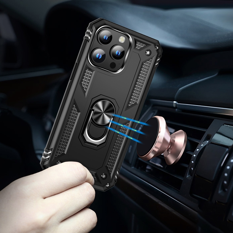  iPhone 15 Pro Skal Hybrid Armor Ring Svart