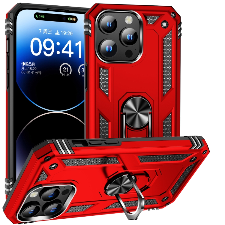  iPhone 15 Pro Skal Hybrid Armor Ring Röd