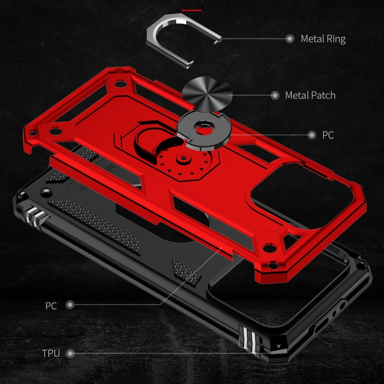  iPhone 15 Pro Skal Hybrid Armor Ring Röd