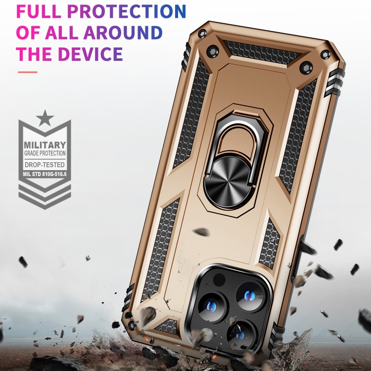  iPhone 15 Pro Skal Hybrid Armor Ring Guld