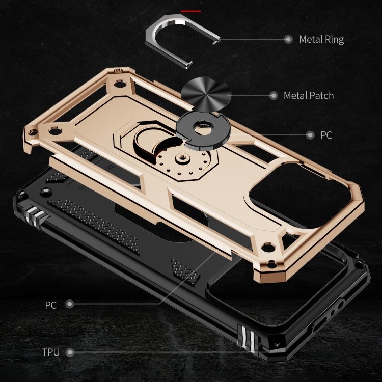  iPhone 15 Pro Skal Hybrid Armor Ring Guld