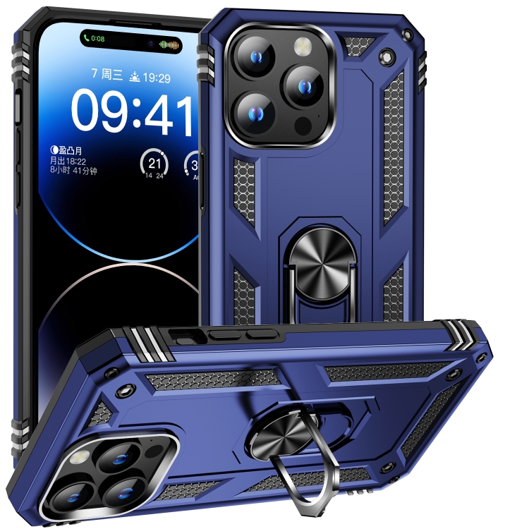  iPhone 15 Pro Skal Hybrid Armor Ring Blå