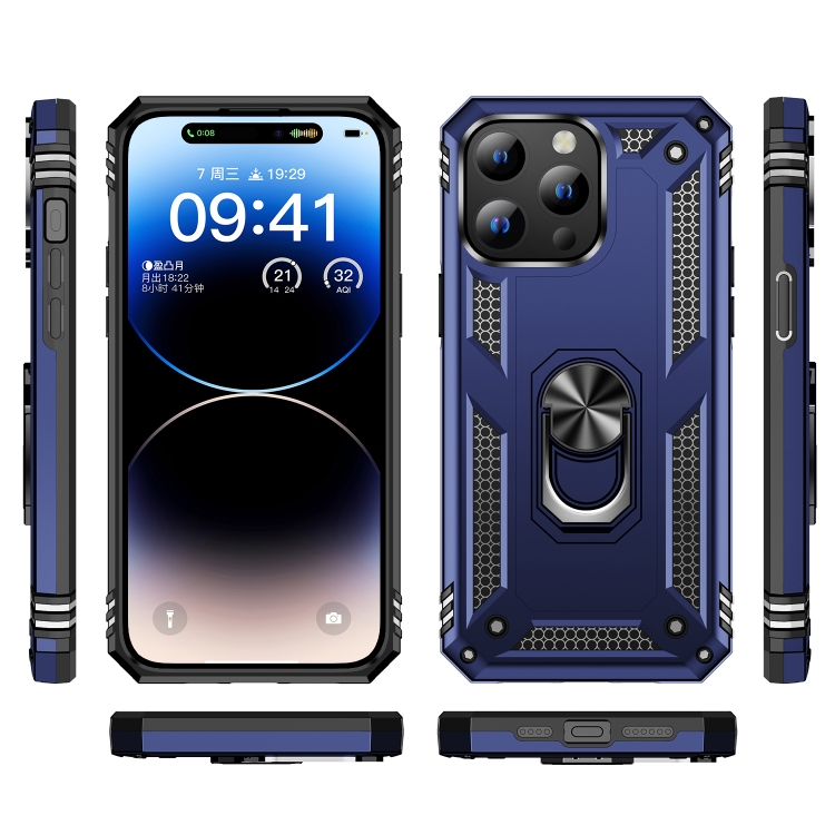  iPhone 15 Pro Skal Hybrid Armor Ring Blå