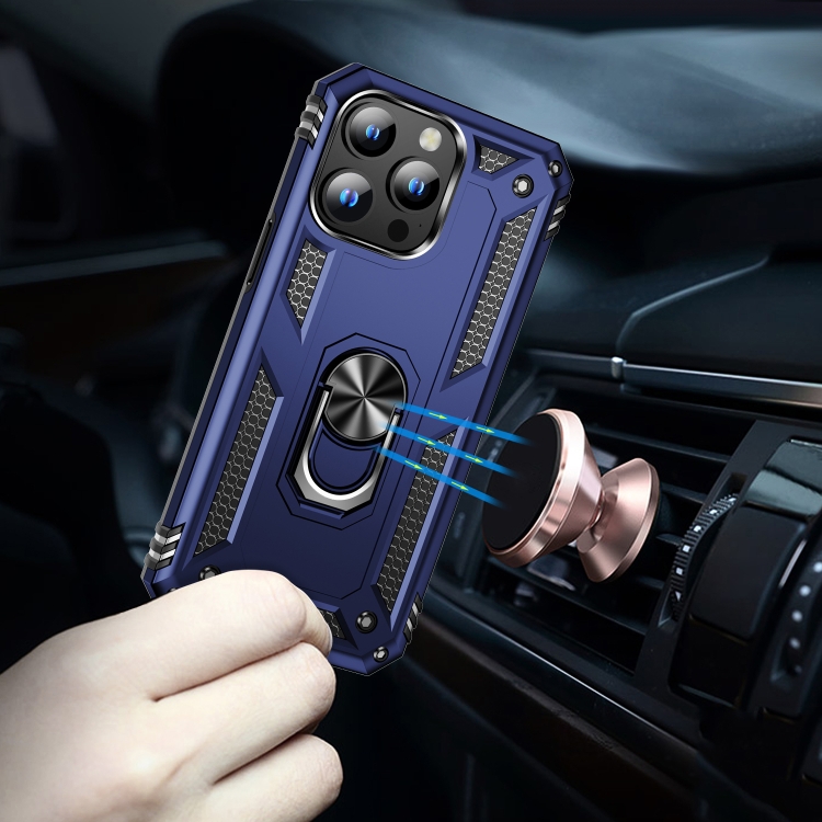  iPhone 15 Pro Skal Hybrid Armor Ring Blå