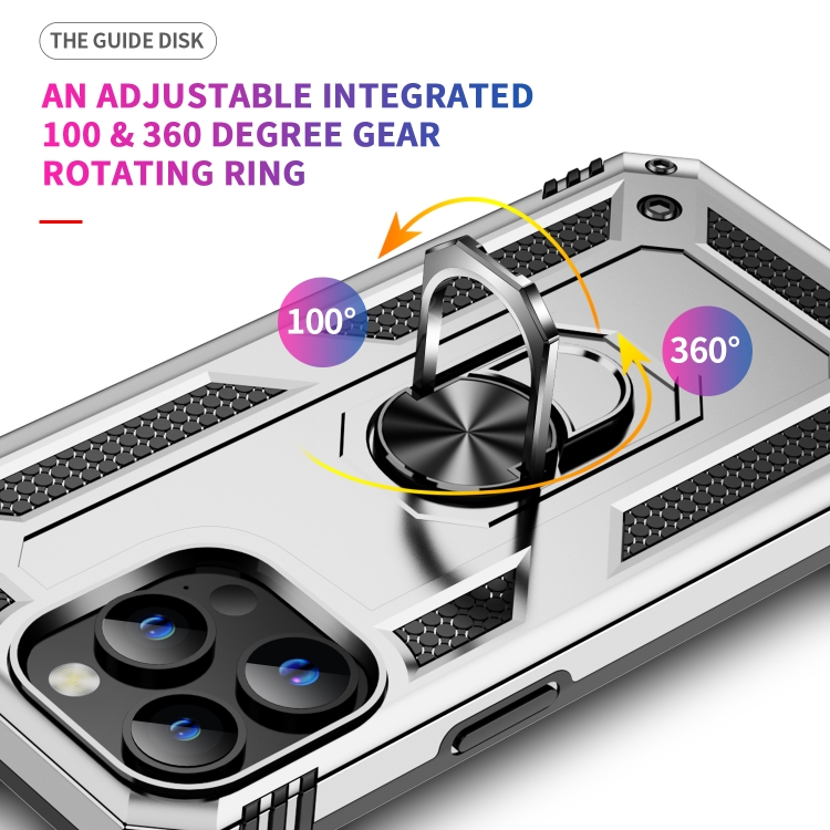  iPhone 15 Pro Skal Hybrid Armor Ring Silver