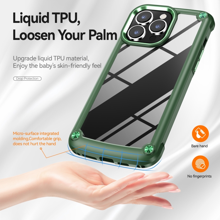  iPhone 15 Pro Skal Shockproof Armor Hybrid Grön