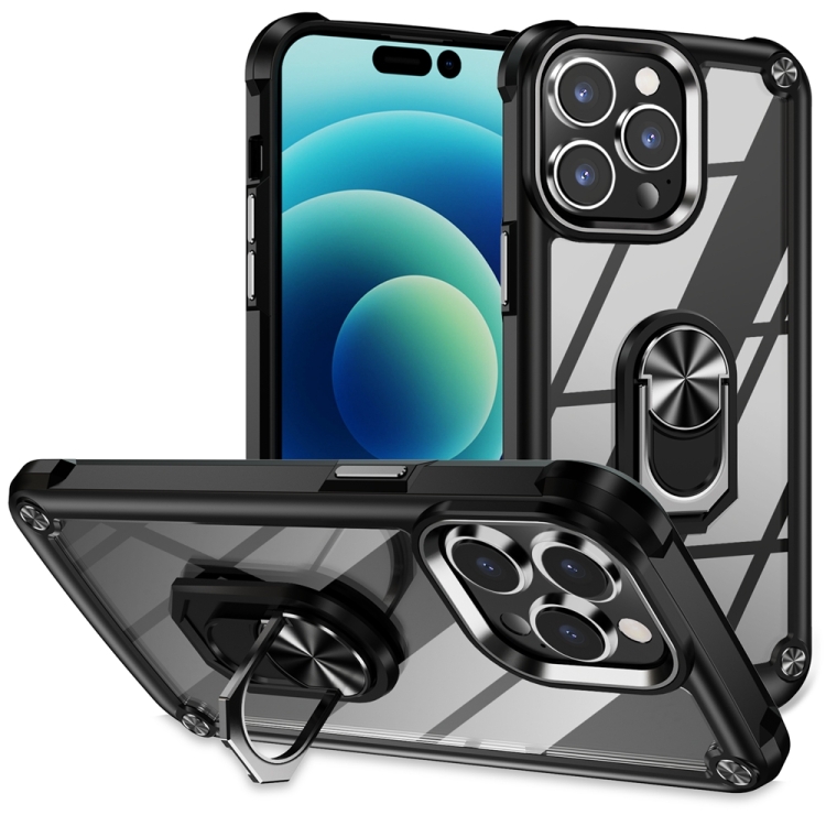  iPhone 15 Pro Skal Shockproof Armor Ring Svart