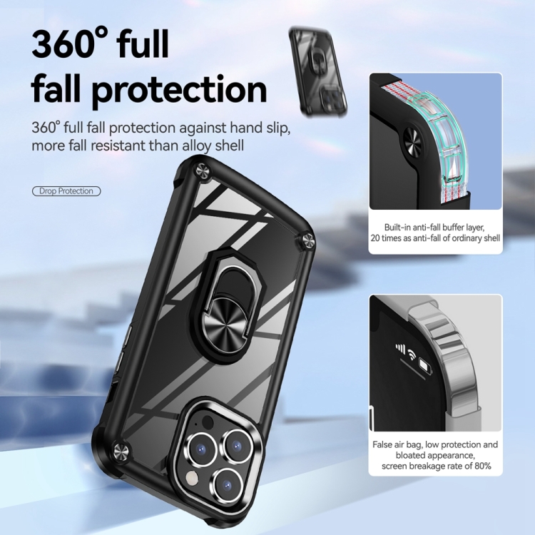  iPhone 15 Pro Skal Shockproof Armor Ring Svart