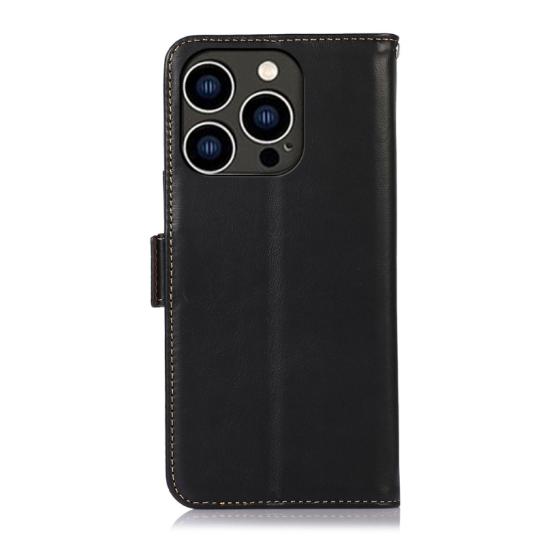  iPhone 15 Pro Fodral Äkta Läder Crazy Horse Svart
