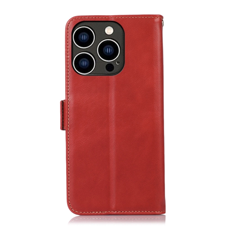  iPhone 15 Pro Fodral Äkta Läder Crazy Horse Röd