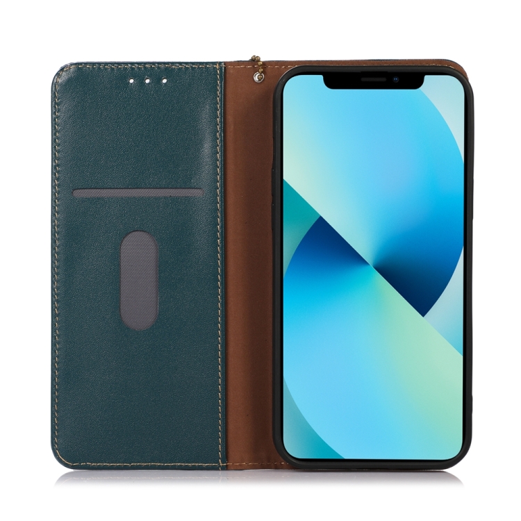 KHAZNEH KHAZNEH iPhone 15 Pro Fodral Flip Nappa Textur Grön