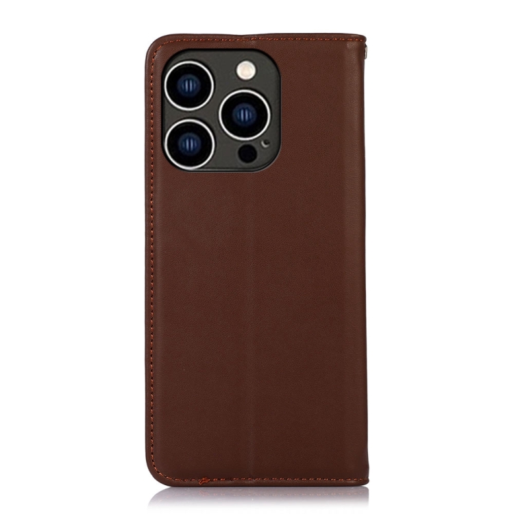 KHAZNEH KHAZNEH iPhone 15 Pro Fodral Flip Nappa Textur Brun