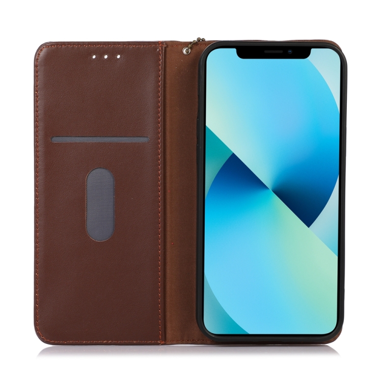 KHAZNEH KHAZNEH iPhone 15 Pro Fodral Flip Nappa Textur Brun
