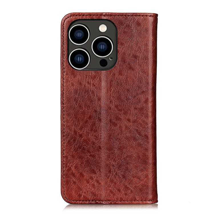  iPhone 15 Pro Fodral Flip Crazy Horse Brun