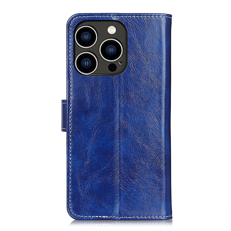  iPhone 15 Pro Fodral Retro Crazy Horse Blå
