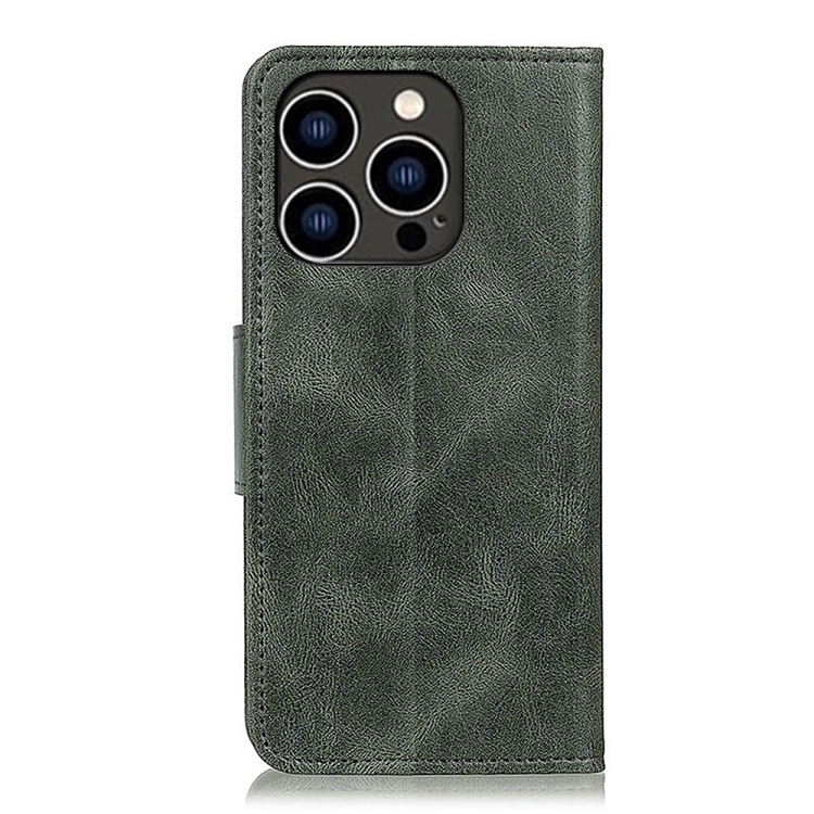  iPhone 15 Pro Fodral Crazy Horse Läder Mörk Grön