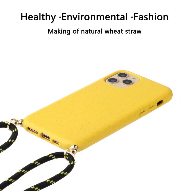  iPhone 15 Pro Skal Strawberry Design Med Strap Gul