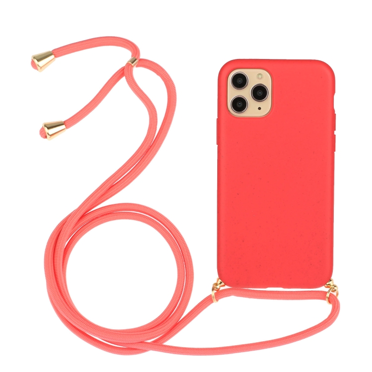  iPhone 15 Pro Skal Strawberry Design Med Strap Röd