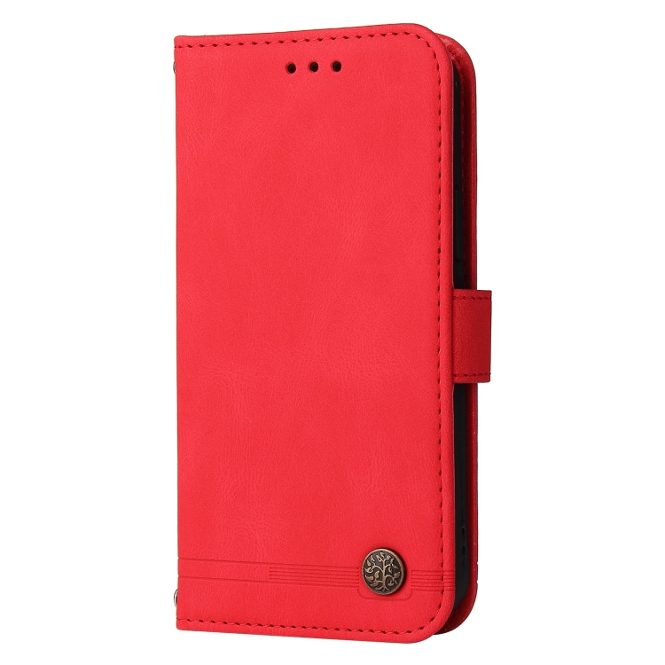  iPhone 15 Pro Fodral Skin Feel Läder Röd
