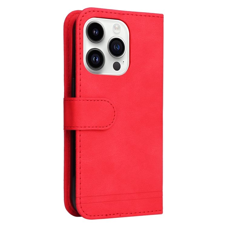  iPhone 15 Pro Fodral Skin Feel Läder Röd