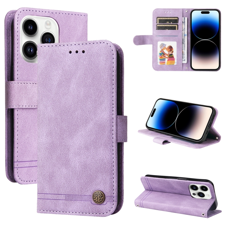  iPhone 15 Pro Fodral Skin Feel Läder Lila