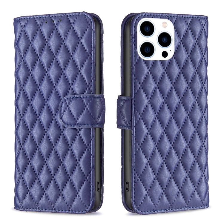  iPhone 15 Pro Fodral Diamond Läder Blå