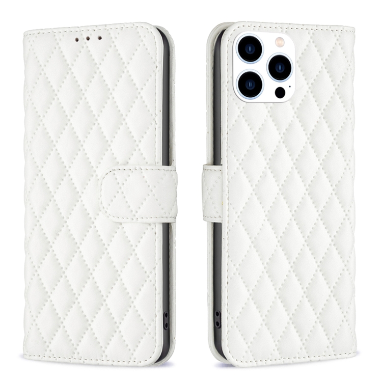  iPhone 15 Pro Fodral Diamond Läder Vit