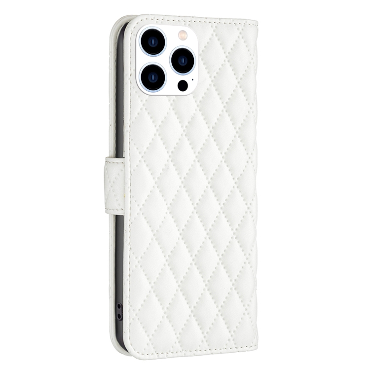  iPhone 15 Pro Fodral Diamond Läder Vit