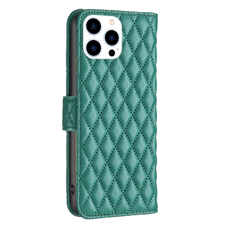  iPhone 15 Pro Fodral Diamond Läder Grön