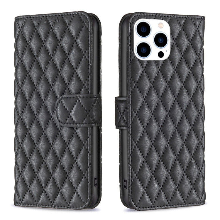  iPhone 15 Pro Fodral Diamond Läder Svart