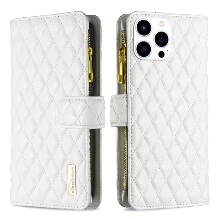 BINFEN BINFEN iPhone 15 Pro Fodral Diamond Multifunktionell Vit