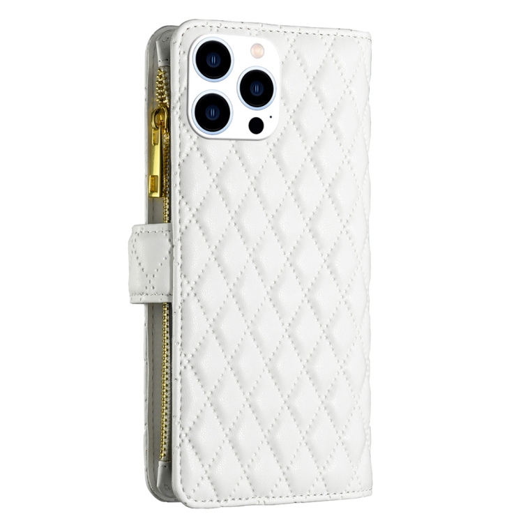 BINFEN BINFEN iPhone 15 Pro Fodral Diamond Multifunktionell Vit