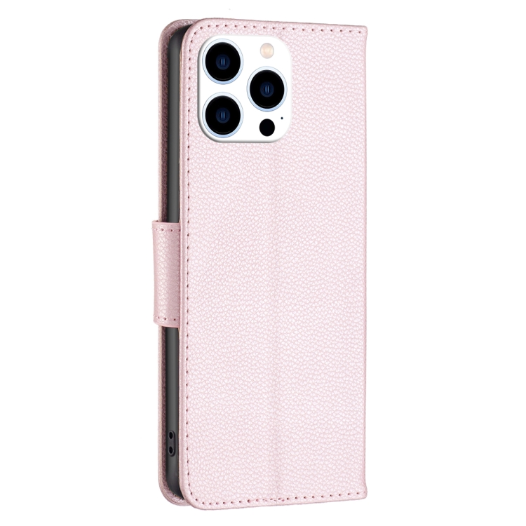  iPhone 15 Pro Fodral Shark Litchi Läder Roséguld