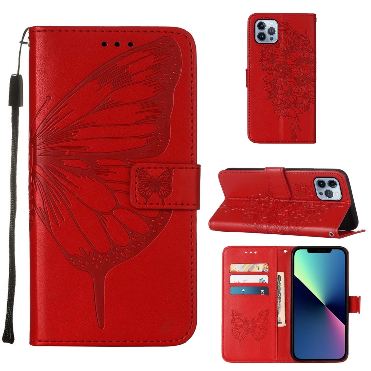  iPhone 15 Pro Fodral Med Fjäril Tryck Röd