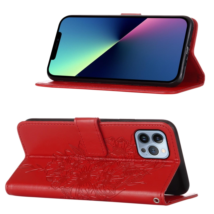  iPhone 15 Pro Fodral Med Fjäril Tryck Röd