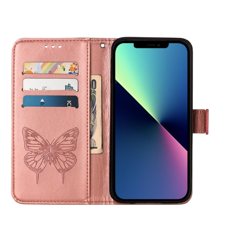  iPhone 15 Pro Fodral Med Fjäril Tryck Roséguld